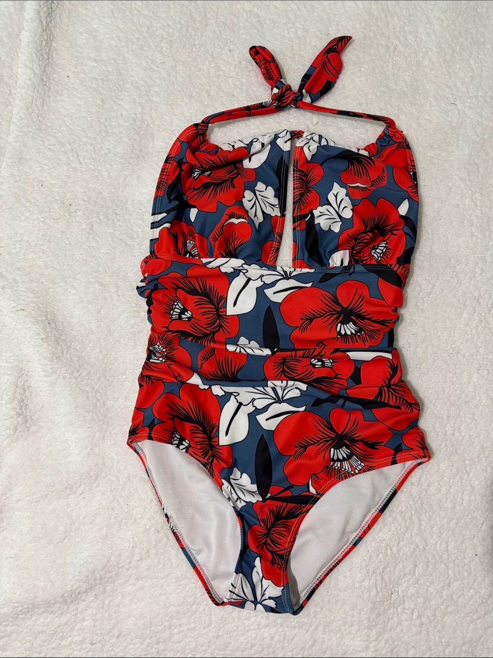 B2PRITY Red Floral One-Piece Swimsuit small